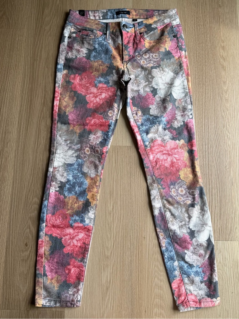 Bebe Floral-Print Skinny Jeans - Multicolor Size 27
